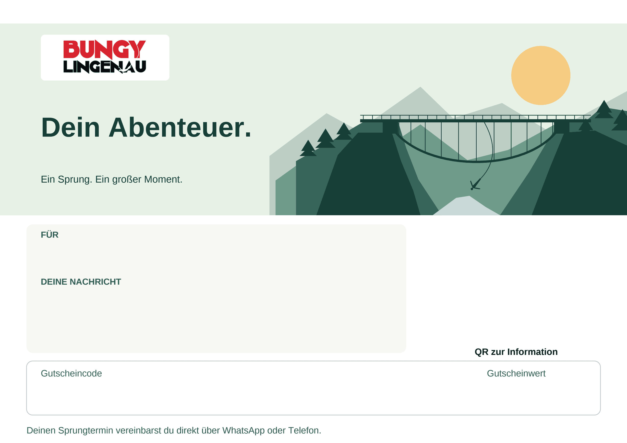 Gutscheinmotiv für einen Bungy-Sprung